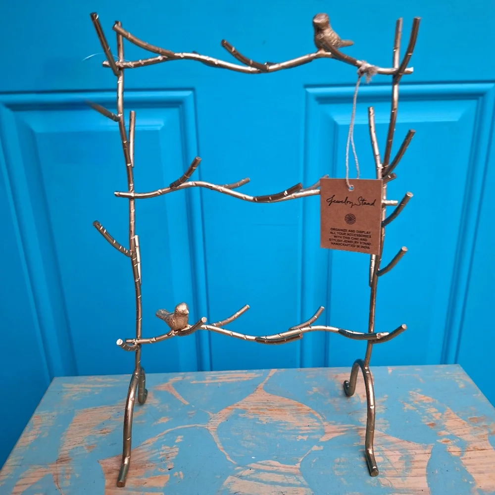 Birds Gold Metal Jewelry Display Stand Tree Branch Organizer Holder Gift for Her